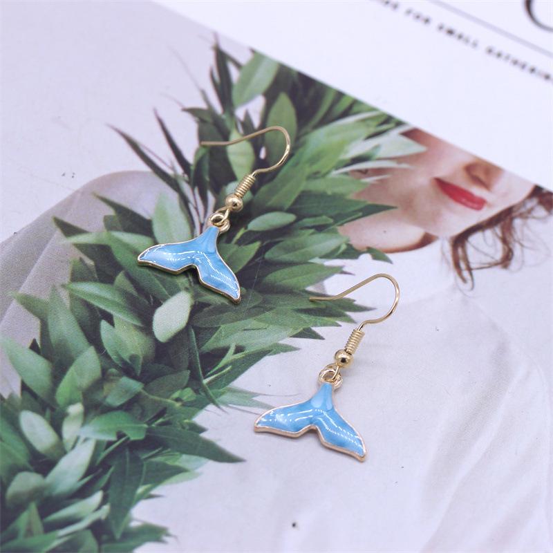 Charming Ocean Animal Mermaid Tail Earrings - Versatile Alloy with Personality DIY Oil Drop Tail Pendant