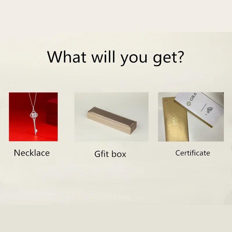 Klíčový náhrdelník s přívěskem Moissanite stříbro 925 1 karát D Barva Brilantní kulatý diamantový náhrdelník Certifikát Moissanite Chain