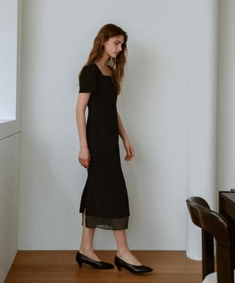 Lamerei Square See-Through Dress[Lmbfco25Dr5806]-Black