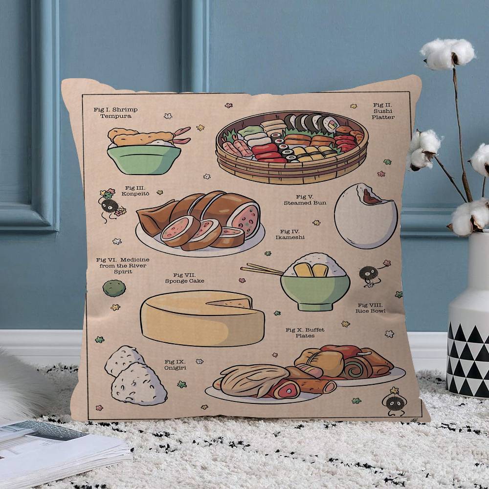 Studio G Hibli Treats Japanese Food Pillowcase Toon Gift Cushion Cover Bedroom Home Sofa Chair Seat Decor Pillow Case