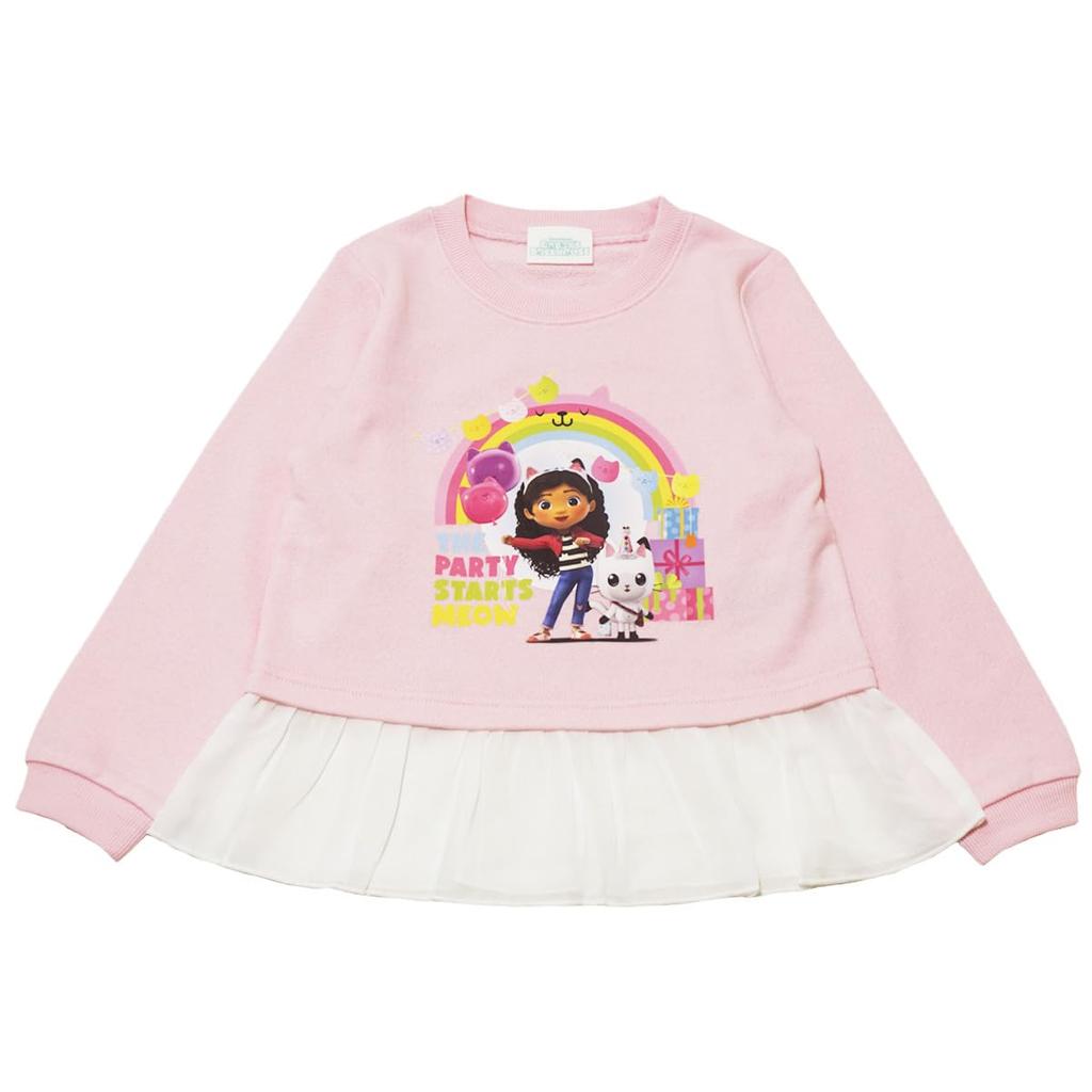 Nakata Classic on8981az Gabby's Dollhouse Ruffled Hem Long Sleeve Sweatshirt, Girls, Pink