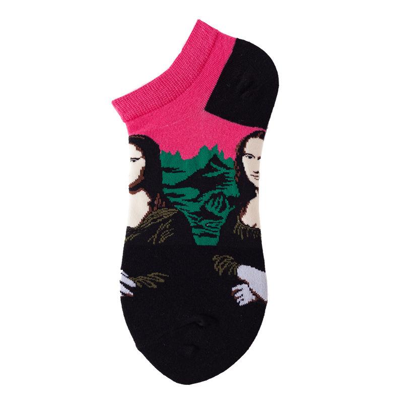 40 Style Fashion Colorful Short Socks Men Cotton Novelty Oil Painting Animals Food Avocado Casual Funny Ankle Sox