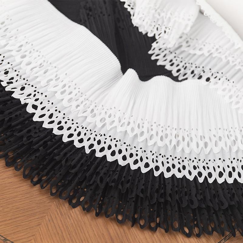 Double Layer Elastic Pleated Lace Ribbon Hollow Out Design Perfect for Clothing Decor Diy Crafts Needlework and Sewing Projects
