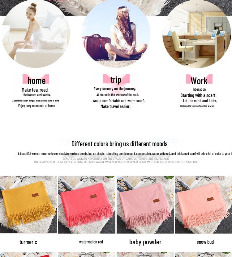 Korean Style Women's Winter Red Tassel Scarf - Imitation Cashmere Warm Gift