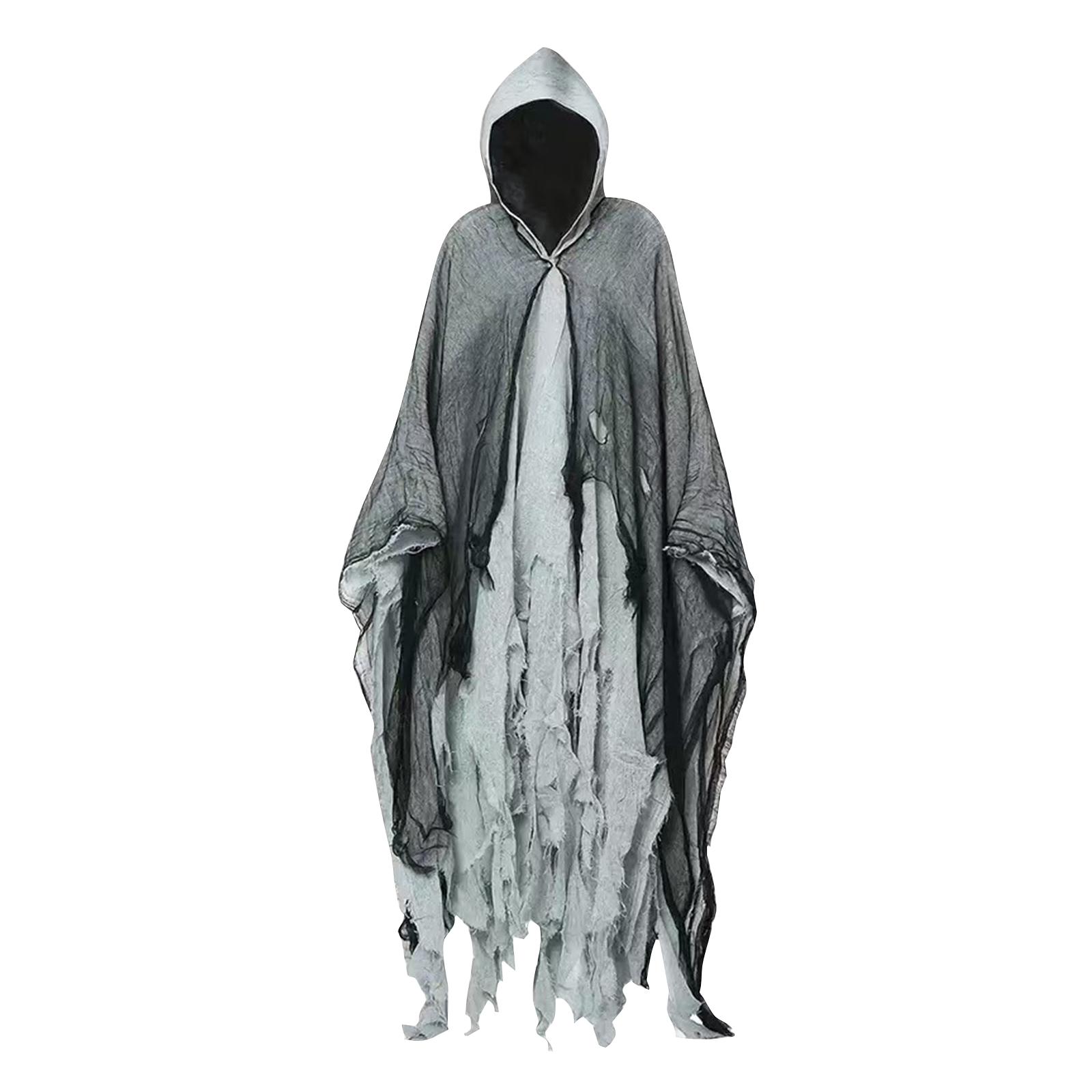 

Взрослый костюм для косплея на Хэллоуин, плащ-роба ужасов для взрослых One Size светло-серый