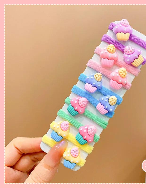 10pcs New Fashion High Elasticity Sweet Cute Baby Hair Rope Girls Hair Accessories Rubber Band for Children Cartoon Hair Band
