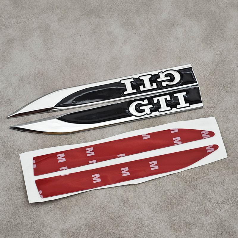 2026 New For VOLKSWAGEN VW 2Pcs Metal Logo GTI Emblem Sticker Car Fender Side Badge For Volkswagen VW GTI MK4 MK5 Polo BORA Golf