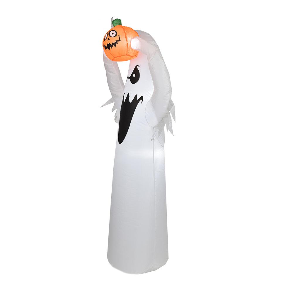 1 8m Glowing White Ghost Holding Pumpkin Halloween Inflatable Decoration DIY Party Prop