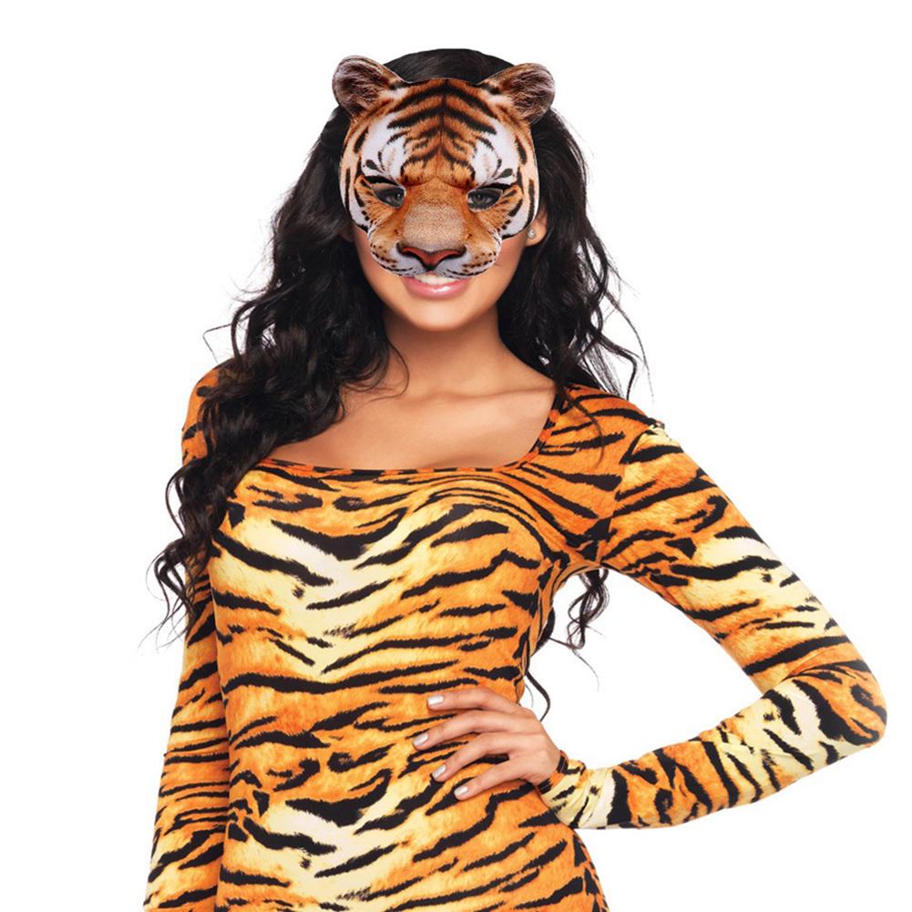 3D Animal Tiger Half Face Cover Party Cosplay Costume EVA Realistic Look for Women Men Yellow
