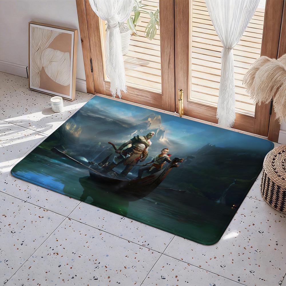 Game G God of War Floor Mat Eco  Flannel Doormat Non Slip Odorless Indoor Floor Rug Soft Short Plush Home Mat