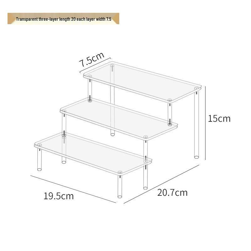 Acrylic Three-Tier Handheld Display Stand for Pop Mart Dolls, Jasmine Cosmetics, Wallets, and Jewelry