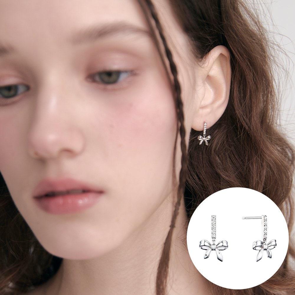 [Rosemont] Silver Ribbon Earrings Ra24C40K