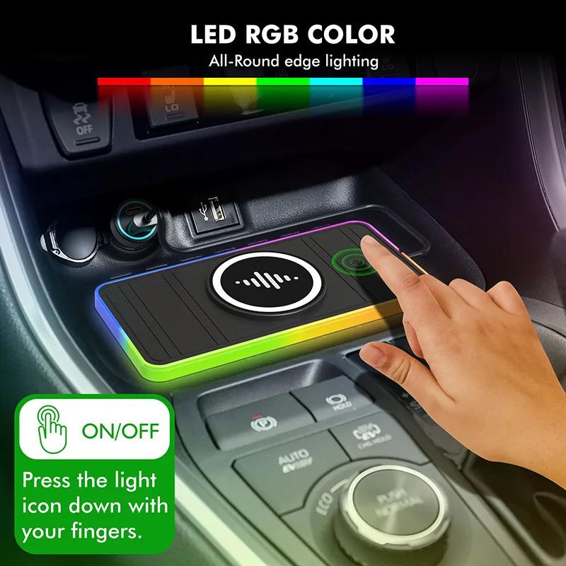 30W magnetisches kabelloses Autoladegerät-Pad mit RGB-Licht, rutschfestes Autoladegerät für iPhone 15 14 13 X Samsung Xiaomi Airprods, schnelles Laden