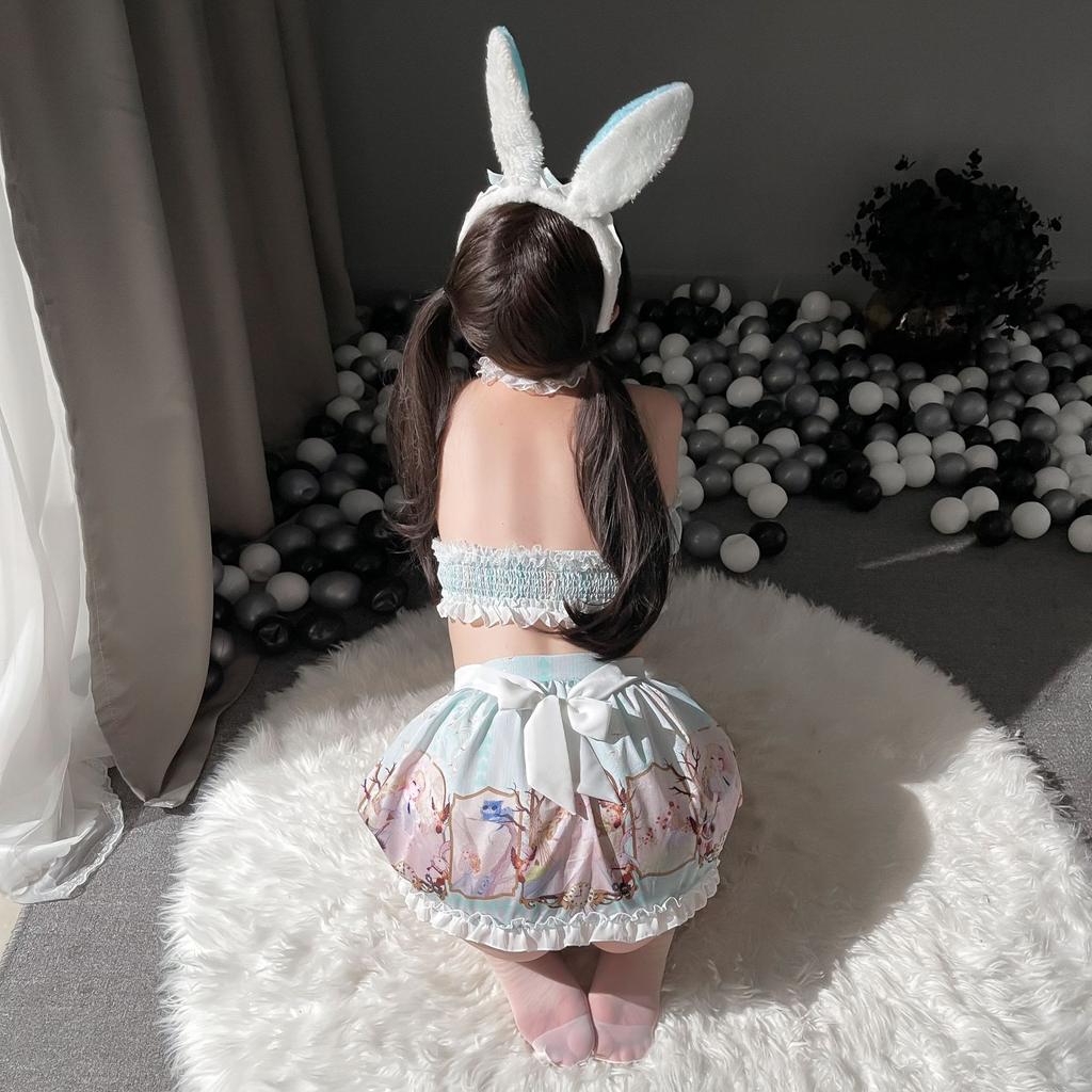Sex lingerie sexy pure desire split two-dimensional Lolita print maid maid rabbit uniform set