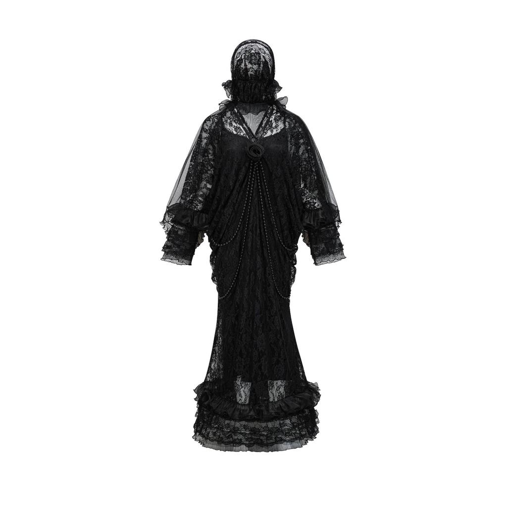 New Style of Literary and Elegant Long Skirt Veil Mesh Skirt Suspender Three-piece Set V-neck Long Sleeve Wedding Dress