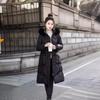 Winter new Korean version long knee down cotton-padded jacket for women with large fur collar slim and thickened cotton-padded jacket for women