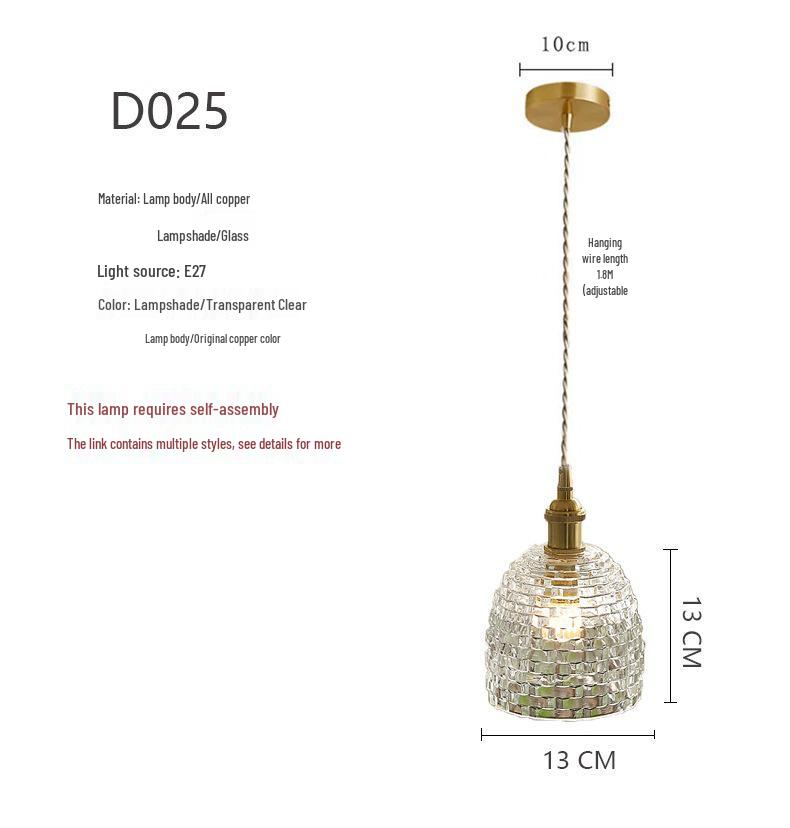 Französische Romantik Wabi-Sabi Kupfer-Pendelleuchte - Retro Japanisches Glas für Schlafzimmer, Balkon oder Flur