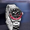 PAGANI DESIGN GMT Relógio Automático Masculino, Estilo Black Bay, Cristal de Safira, Resistente à Água 200M, Pulseira de Aço Inoxidável e Borracha, Esportivo de Luxo