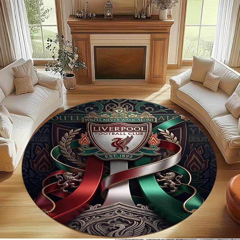 Liverpool Football Club Print Round Rug, Washable Floor Carpet, For Entryway Dorm Laundry Room Office Study, Home Decor Birthday Christmas Gift