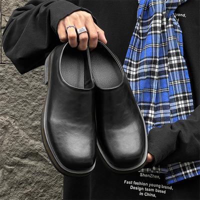Fashion Stylish Trendy Men Leather Loafers Slip-On Comfort Shoes Soft  Lightweight Muller Shoes Male Casual Dress Shoes Driving Footwear