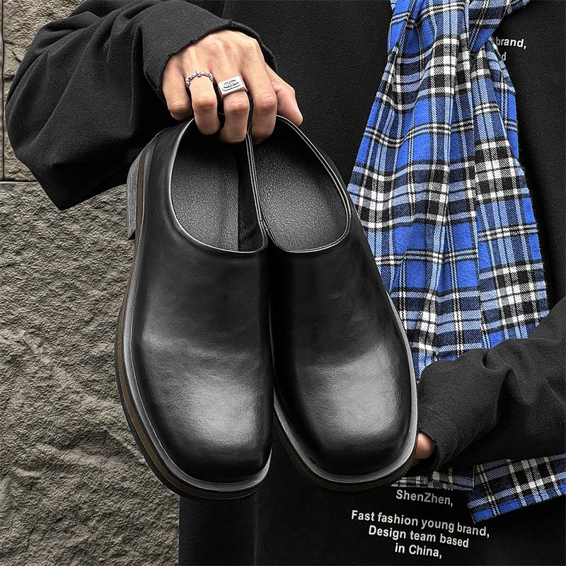 Fashion Fashionable Men's Casual Shoes Half-drag Thick-soled Commuter Boken Shoe Outdoor One-step Insole Height - Increasing Lazy Shoes