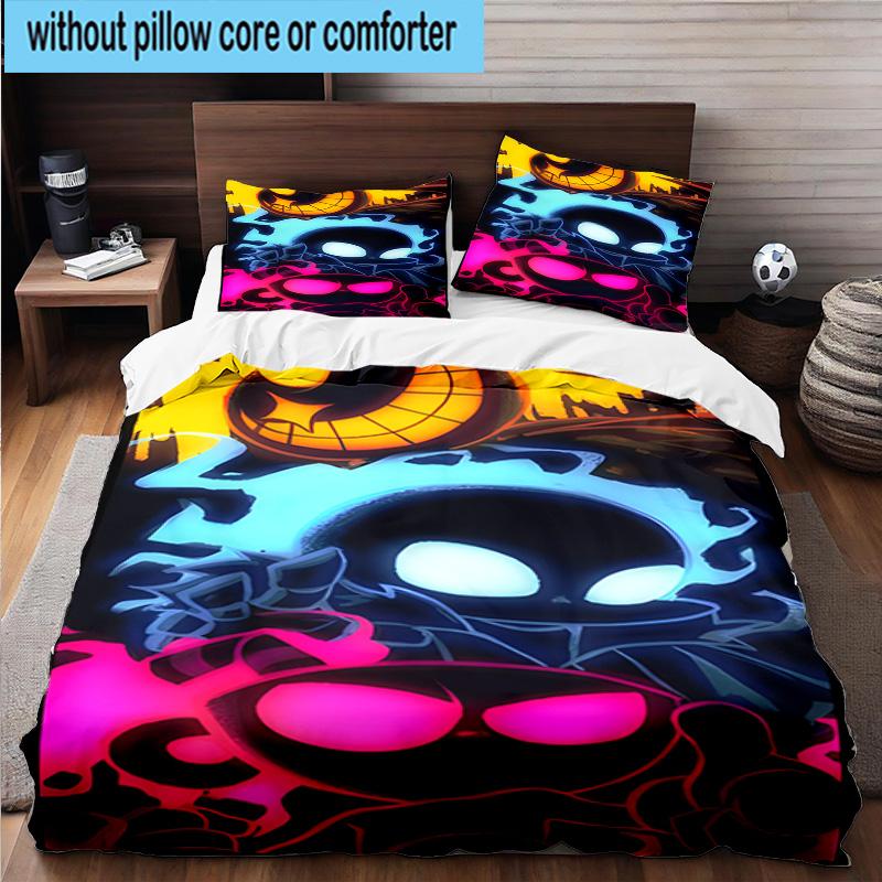 3PCS Cup-head And Mugman Adventure 3pcs Bedding,Including 3PCS Duvet Cover And 2pcs Pillowcases Perfect for Christmas,Ideal for Bedroom, Dormitory