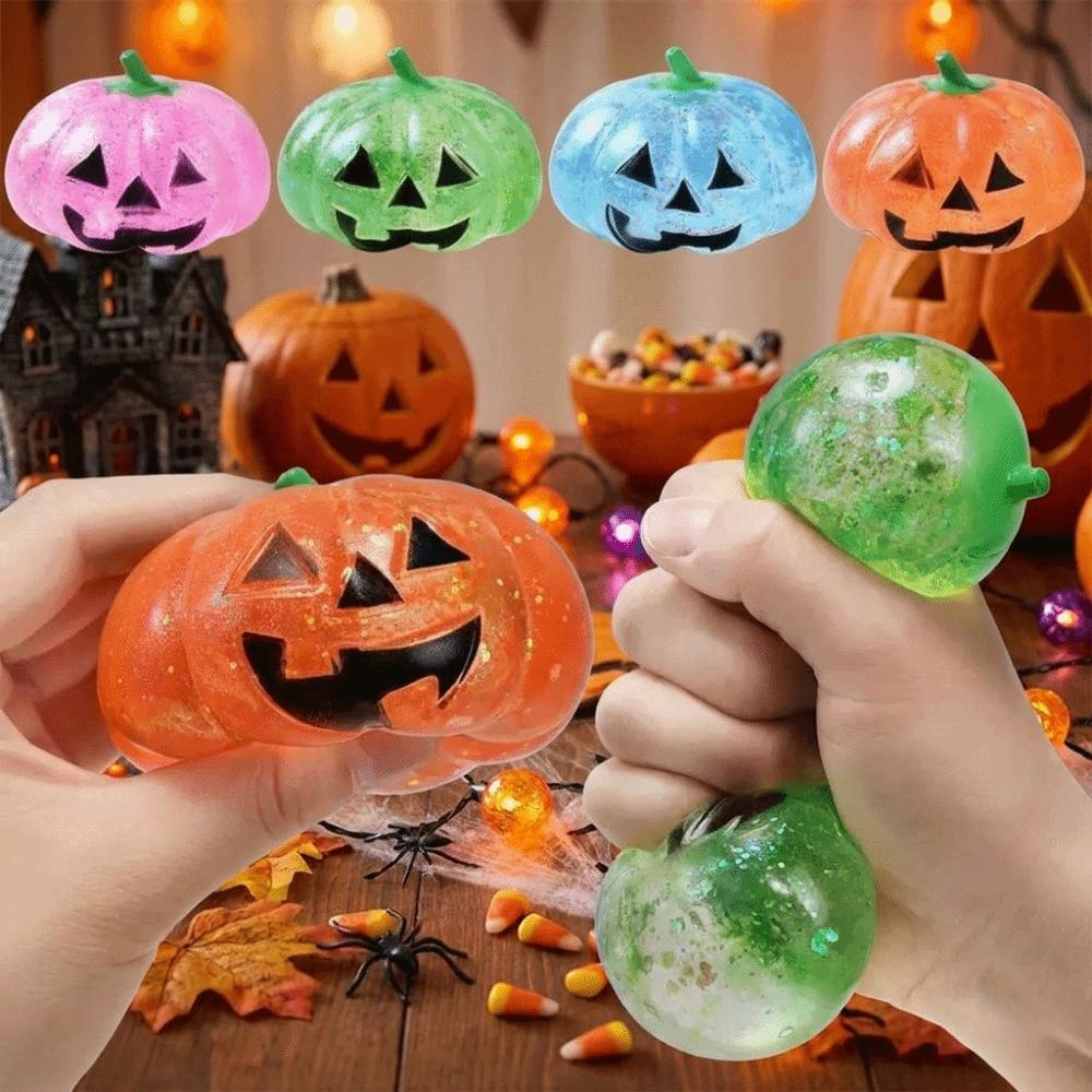 Soft Texture Halloween Pumpkin Squeeze Toy Glittering Fidget Sensory  Kids Adults