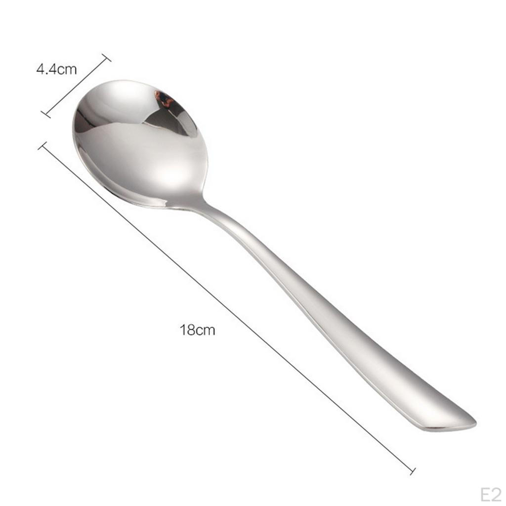 Stainless Steel Dinner Spoons Round Spoon Home Kitchen Restaurant Cafe Soup 11/ 12/ 15/ 18cm