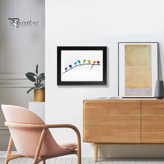 

Морское стекло ручной работы, орнамент в виде радужных птиц, яркий цвет, мини-компактные птицы, тонкая работа, деревянная ветка, орнамент из морского стекла