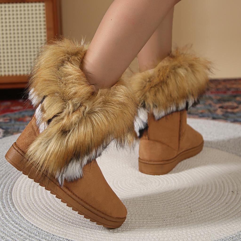 New snow boots medium boots cotton shoes boots fox hair cotton shoes