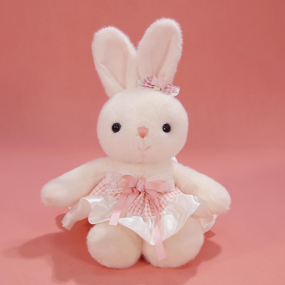 Plush Rabbit Toy With Dress And Bow Decoration For Girls