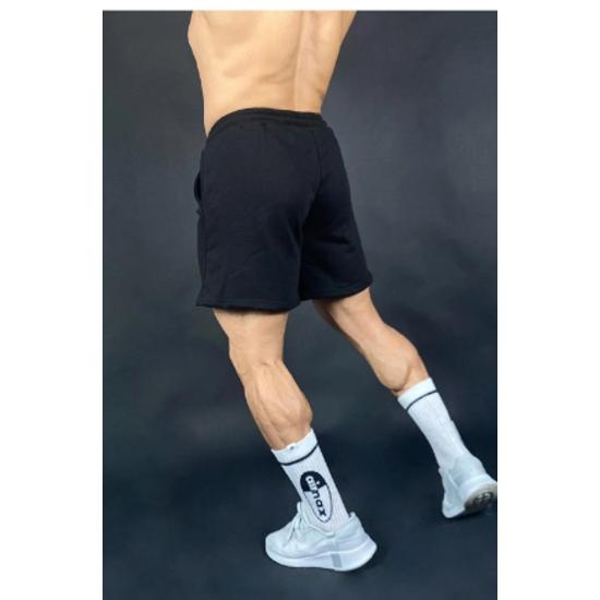 Schwarze Herrenshorts mit Black-Print, Regular Fit und Taschen