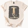 Cat Abduction UFO T-Shirt Funny Alien Space Graphic Tee Starry Night Shirt