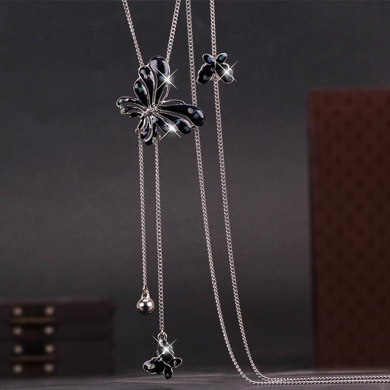 Elegant Long Butterfly Sweater Chain For Women Featuring Sparkling Alloy Design