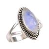 Natural Rainbow Moonstone Gemstone 925 Solid Silver Jewelry Ring Size 10 H5r53