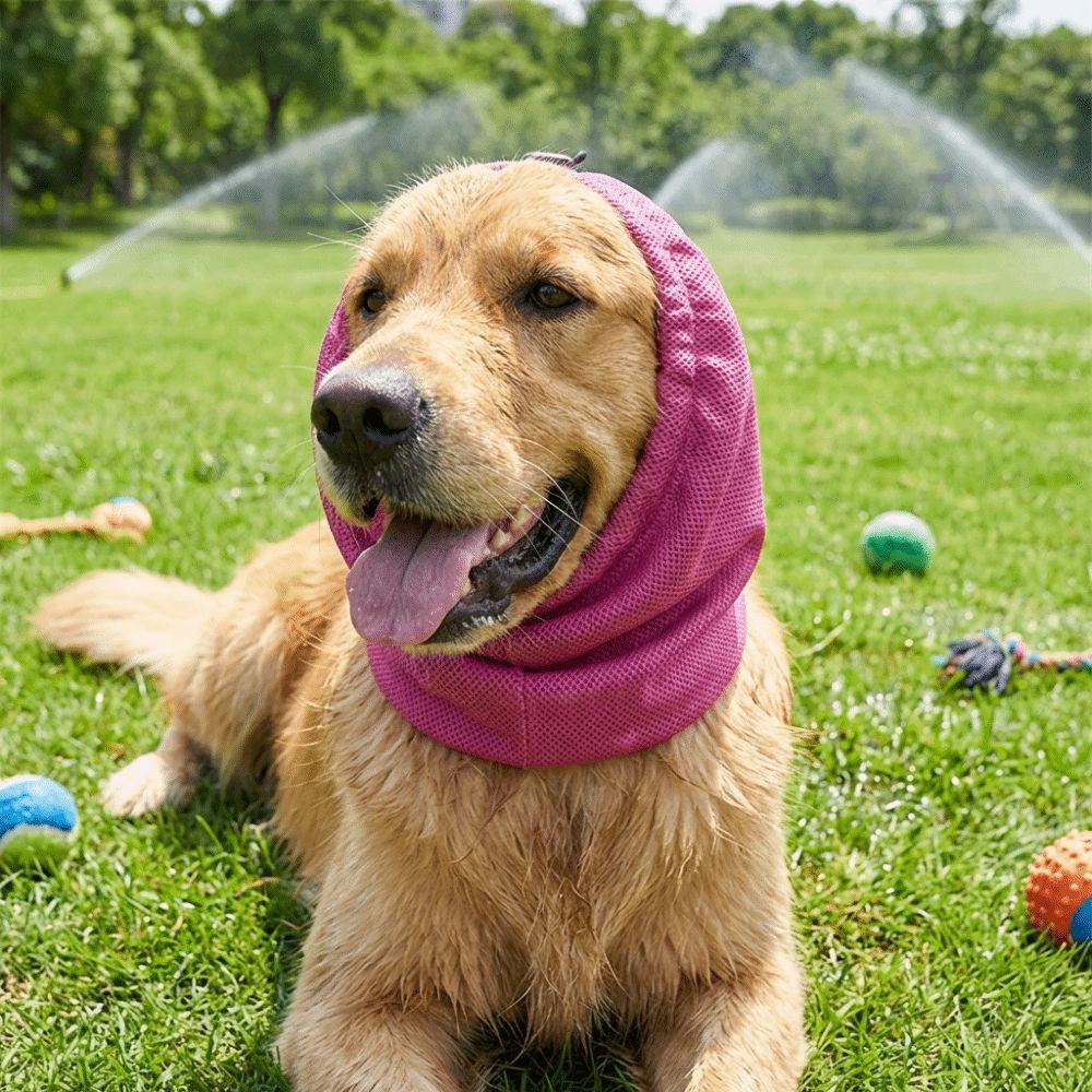 Copricapo Rinfrescante per Cani in Rete Elastica Anti Insetti Zanzare Copri Orecchie per Cani Sessioni di Toelettatura