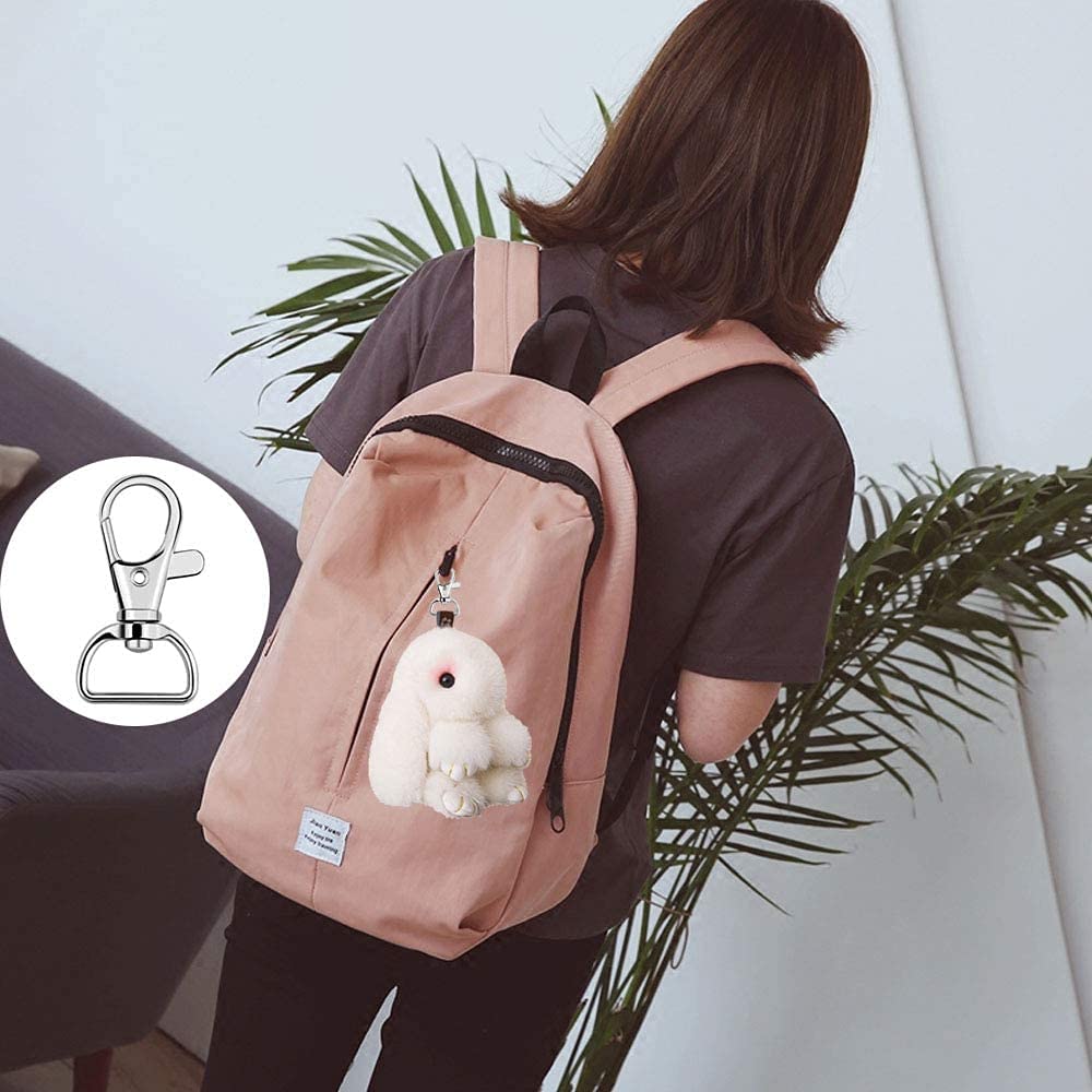 20 Rotating Lever Clasps for Backpacks, Bags, Handmade Parts (Inner Diameter 20mm, Silver)