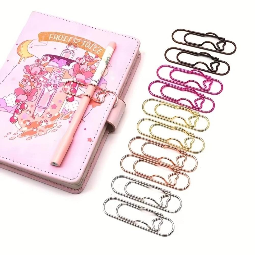 Metal Paper Fix Clip Love Model Pen Holder Book Page Clips  School Supplies Accessories