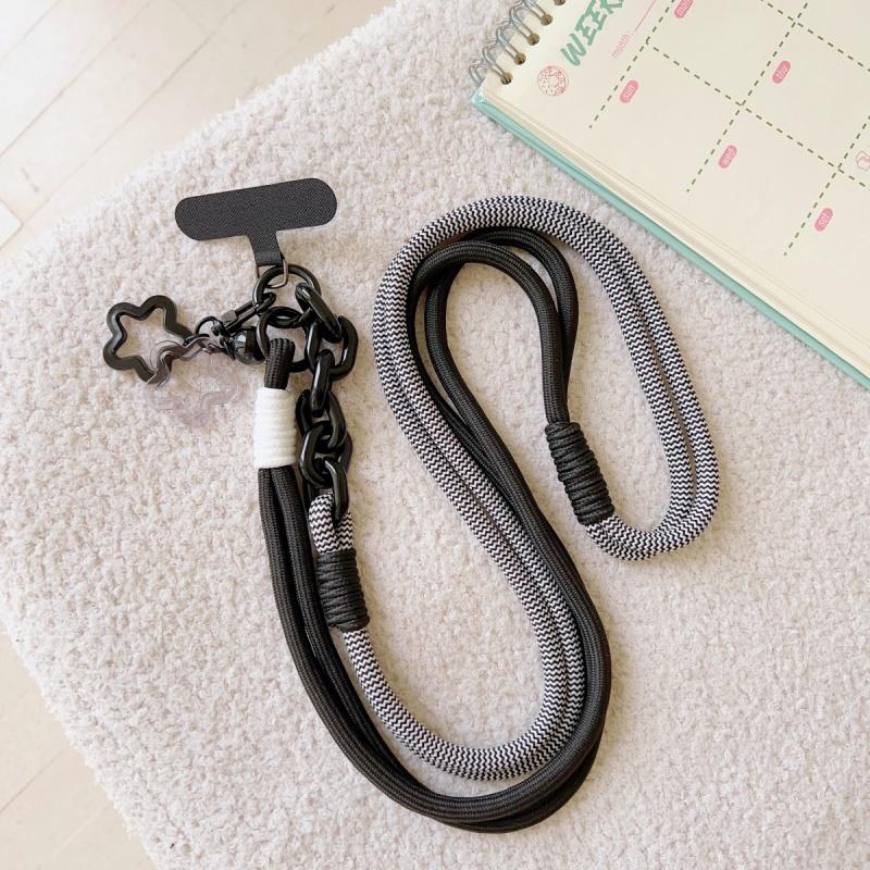 Y2k Korea Cute Star Bell Nylon Diagonal Span Rope Mobile Phone Anti-lost Thickened Halter Chain Outdoor Phone Long Lanyard Chain
