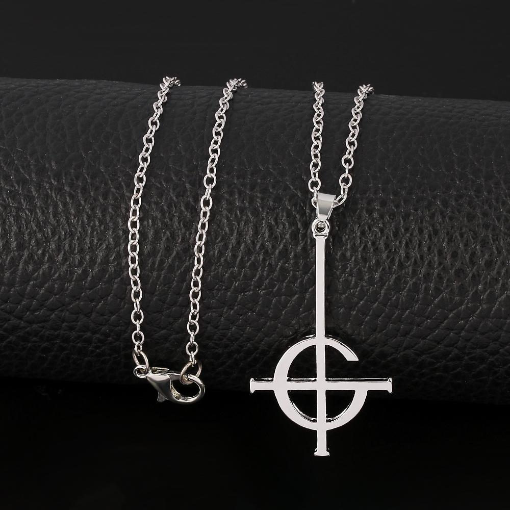 Mysterious Cross Ghost Destiny's Gate Key Pendant Necklace Punk Cross Ghoul Chain Ghost Band Grucifix Pope Emeritus Jewelry Gift