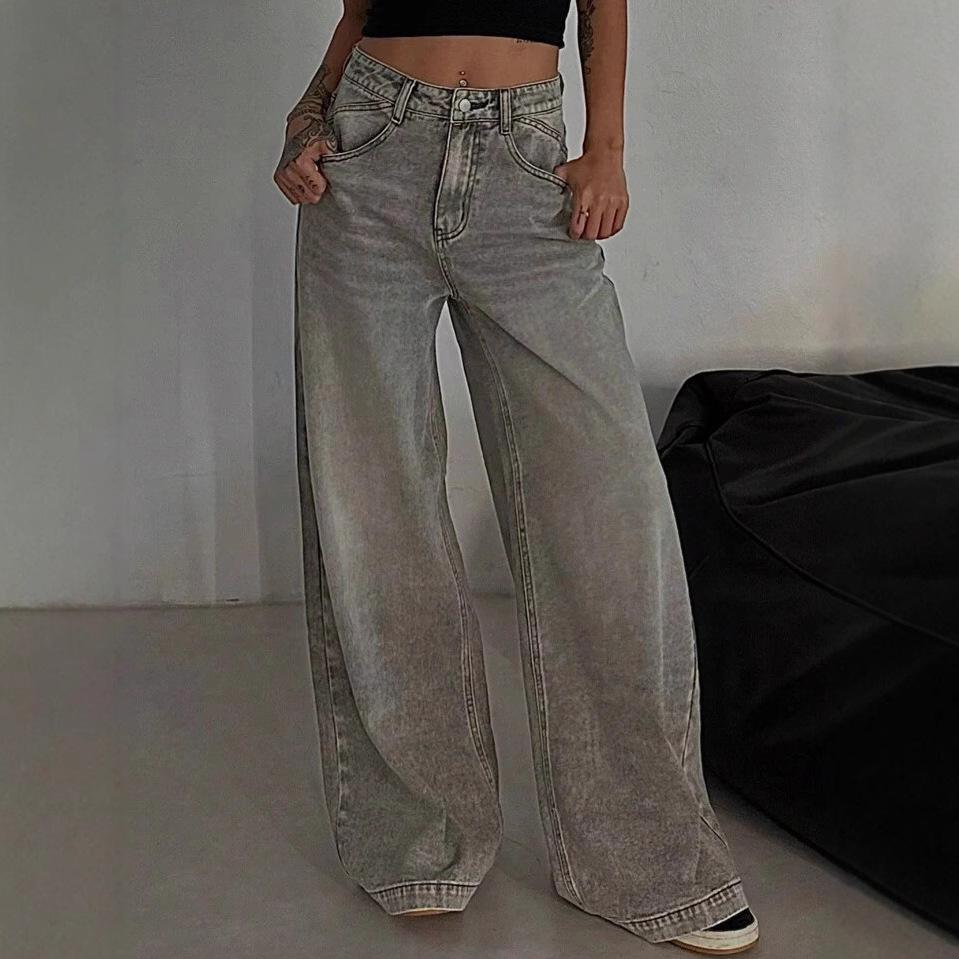 High Waist Straight Jeans Damen Locker Lässig Denim Hose Tägliche Straßenhose