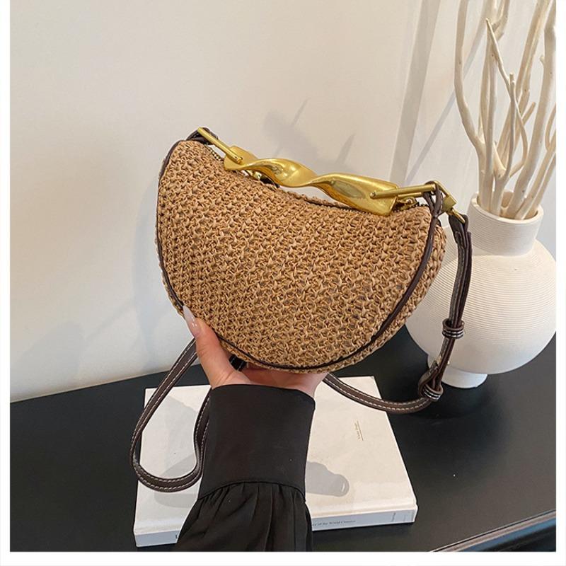 Nisch handvävd stråväska dam sommar ny axelväska strandsemester strand dumplingväska