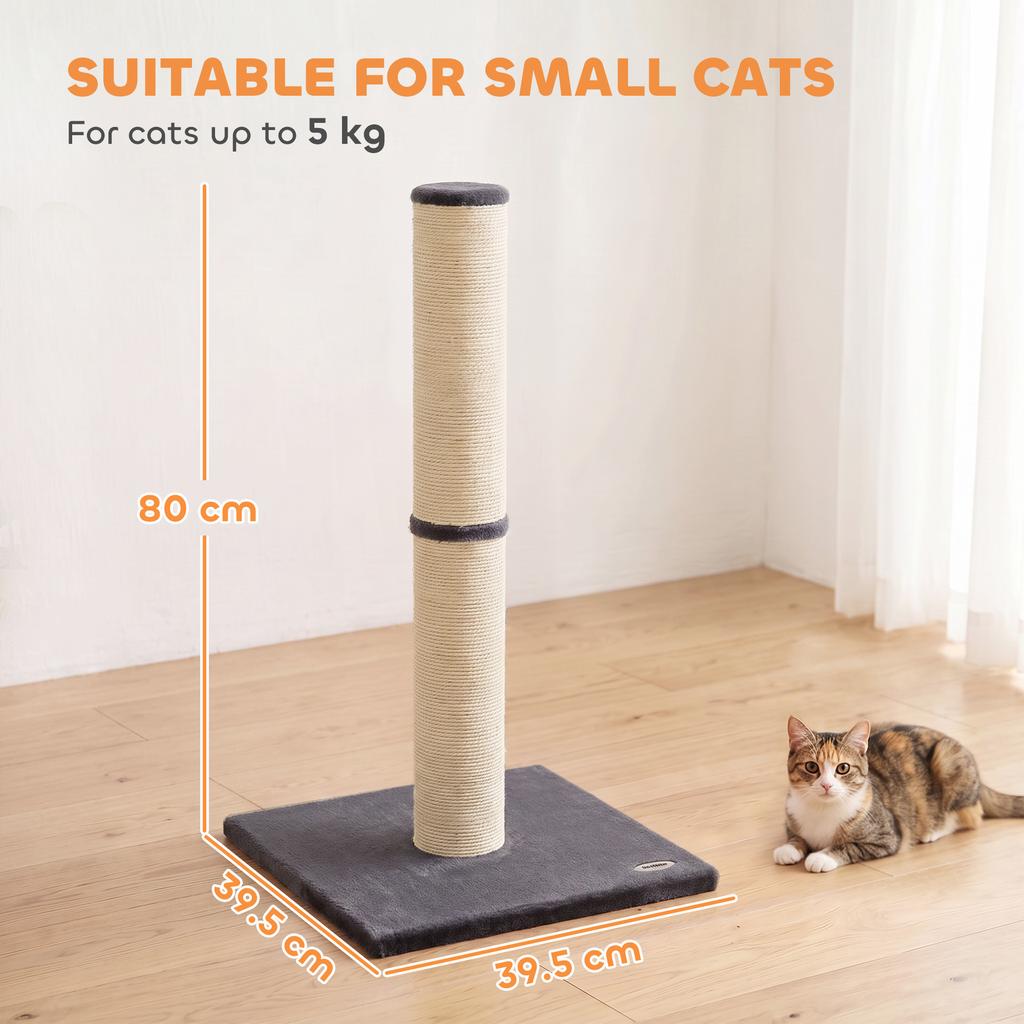Cat Scratching Post, 80cm Tall Lightweight Claw Scratcher, Dark Grey