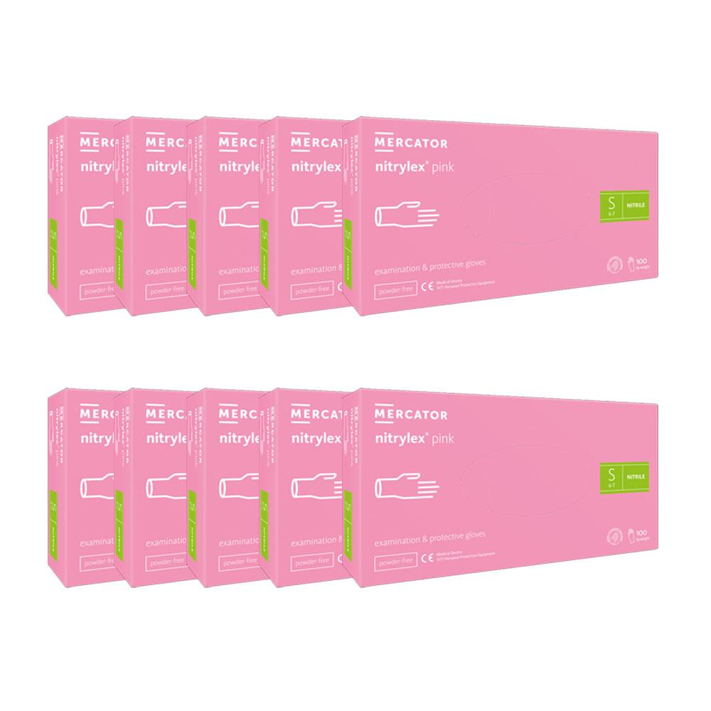 Nitrile Gloves Pink Mercator Nitrylex Pink 100 Pieces Carton 10 Pack