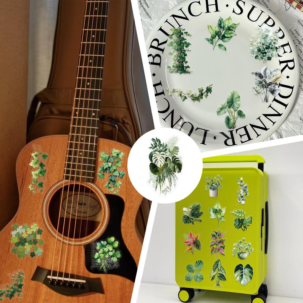 50Pcs/Set Retro Plant Leaves Series 02 PET Clear Stickers Waterproof DIY Fashion Decals Stickers