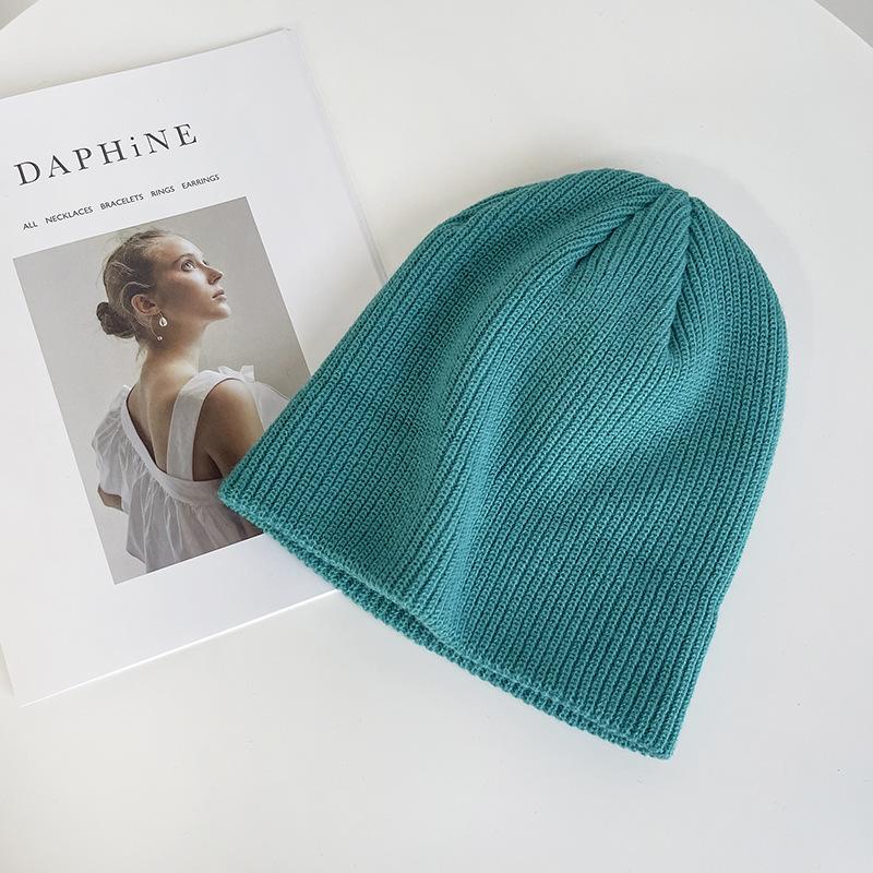 White Knitted Hat Women's Autumn and Winter Tide Fashion Versatile Solid Color Big Head Circumference Wool Pullover Hat Confinement Cold Hat