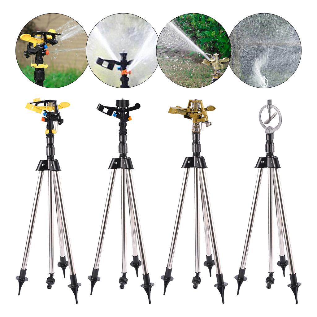 Garden Automatic Rotating Sprinkler Stainless Steel Tripod Irrigation Stand 360-Degree Water Jet Garden Lawn Sprinkler Tool 1Pc