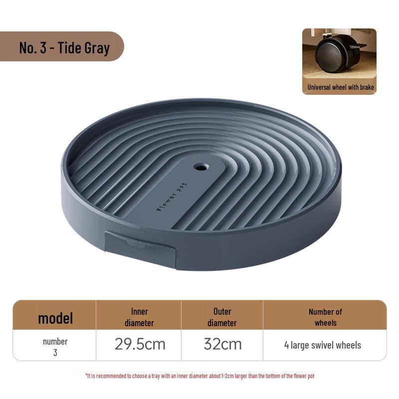 Large Movable Flower Pot Tray with Universal Wheels & Water Collection, Thick Plastic
