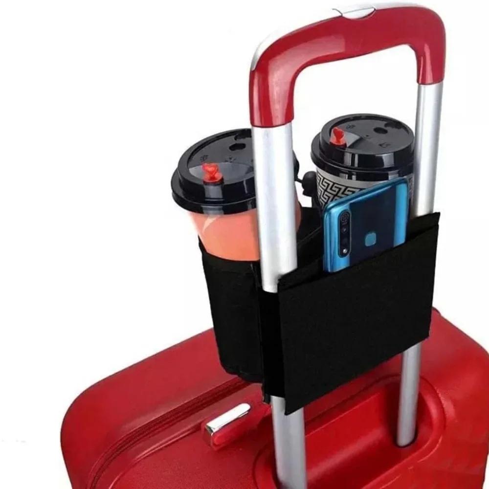 Luggage Handle Water Bottle Holder Bag Dual Cup Storage Pouch Adjustable Drawstring Drink Carrier For Travel Suitcase Use