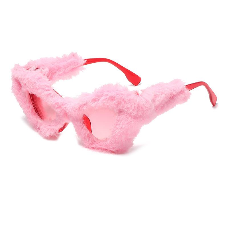 2025 Fluffy Cat Eye Sunglasses Funny Birthday Party Shades Glasses Brand Designer PC Frame Eyewear Vintage Oculos De Sol UV400